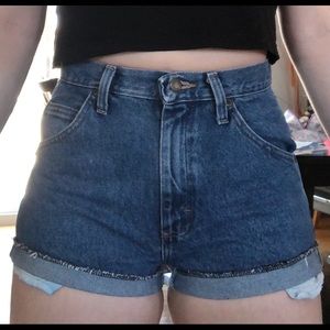 High-waisted denim shorts